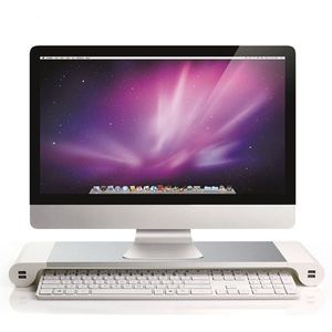 Laptop Stand Aluminium Desktop Monitor Notebook Laptop Base Antislip Bureau Riser Met 4-Poorten Usb Oplader Voor imac