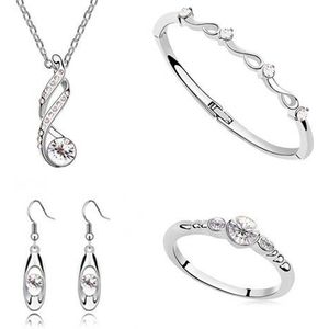 Sieraden Sets Hangers Kettingen Dangle Earring Ring & Armband/Bangle Verzilverd Chain Stlye Voor vrouwen
