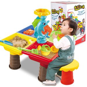 Baby Kids Grappige Strand & Zand Speelgoed Set Regenboog-Kleur Zandbak Speelgoed Kind Outdoor Veilig Spelen Tafel Kruk activiteit Zomer