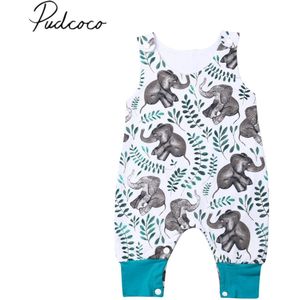 Baby Zomer Kleding Pasgeboren Baby Baby Boy Meisje Mouwloze Olifant Romper Jumpsuit Dieren Print Speelpakjes Kleding Set