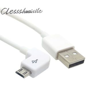 Links schuine 90 graden Micro USB Male naar USB Data Kabel 0.2 m 1 m 2 m 3 m 5 m 1 2 3 meter voor Tablet 100 cm Wit