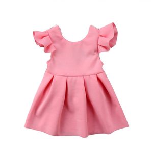 Gloednieuwe Peuter Infant Kids Baby Meisje Kant Prinses Jurk Boog Verstoorde Backless Zonnejurk Leuke Kinderen Zomer Jurk 3M-3T