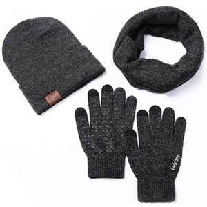 L. Spiegel 3 Stks/set Man Lady Winter Soft Knit Beanie Hat Sjaal Screen Handschoenen Set