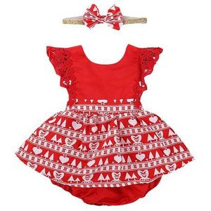 Kerst Baby Kleding Kant Baby Prinses Romper Baby Pasgeboren Meisje Twin Zus Romper Dress Jumpsuit + Hoofdband Outfits