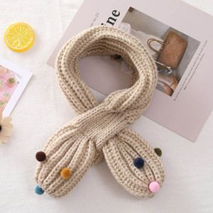 Candy Kleur Ball Gebreide Kinderen Wollen Sjaal Herfst Winter Wilde Baby Warm Cross Bib Leuke Gekleurde Ballen Speelse Hoofdband c87