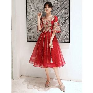 Vintage Rode Bruids Borduurwerk Sweetheart Lace Up Avondjurken Chinese Stijl Trouwjurk Oosterse Womens Qipao Vestidos