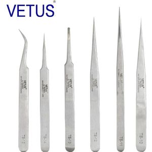1 stks VETUS TS serie roestvrij staal industriële antistatische pincet horlogemaker reparatie tools met beveiligingslabel