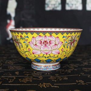 4.5/6 Inch Chinese Vintage Geluk Rode Keramische Kom Jingdezhen Bone China Ramen Soep Rijst Kommen Lotus Patroon Servies voor