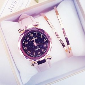 Vrouwen Horloges Goedkope Sterrenhemel Dames Armband Horloge Casual Lederen Quartz Horloges Klok Relogio Feminino