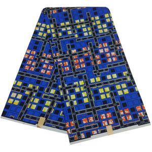 Nieuwkomers Afrikaanse Ankara Wax Stof 6 yards Blauw Patroon Gedrukt Ankara Polyester Wax Stof Voor Jurk