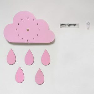 Houten Wandklok Voor Home Decor 3D Cloud Raindrop Vormige Grote Digitale Klokken Woonkamer Kids Kinderen Slaapkamer Decoraties