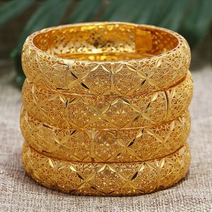24K Bloem Dubai Bloem Gouden Kleur Bruiloft Sieraden Armbanden Voor Vrouwen Meisje Goud Kleur Ethiopische Kids Bangles Armband sieraden