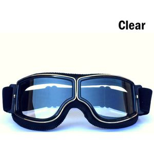 Zwart Frame Retro Motorbril Vintage Windscherm Voor Motorrijders Comfortabel Dragen