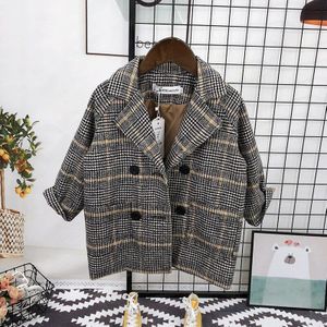 Kinderen Jassen Herfst Winter Baby Boy Mode Plaid Lange Jas Kids Koreaanse Windjack Jongens Warme Dikke Jassen Bovenkleding