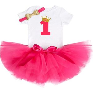 Een Jaar Baby Meisjes Kleding Brief Afdrukken Verjaardagsfeestje Kostuum Pasgeboren Outfits 3Pcs Zomer Bloem Meisjes Jurk 12M peuter