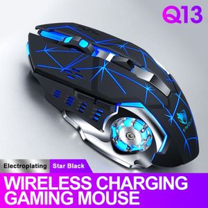 Draadloos Opladen Gaming Muis 2.4Ghz Backlight Mechanische Mute Optische Muis 6 Knop Verstelbare Dpi Voor Pc Laptop