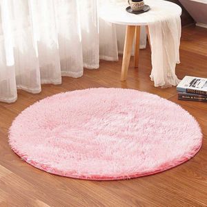 Pluizige Ronde Tapijt Roze Antislip Warm Slaapkamer Mat Unieke Deur Vloer Tapijt Faux Fur Gezellige Thuis Textiel Hotel shop Decor