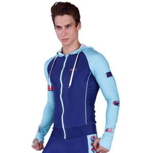 SABOLAY Mannen elasticiteit Rash Guard Pak UV Bescherming Lange Mouwen hooded Windsurf Surfen Tops Korte broek Swimwear