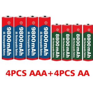 Aa + Aaa Batterij 1.5V Aa 9800 Mah 1.5V Aaa 8800 Mah Alkaline1.5V Oplaadbare Batterij Voor Klok speelgoed Camera Batterij