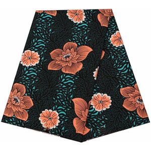 Ankara Afrikaanse Stof Wax Voor Naaien Jurk Oranje Bloemen Print Garantie Modieuze Wax Polyester Pagne Stof