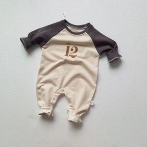 5179 Baby Bodysuit Twin Kleding Baby Boy Lange Mouw Bodysuit 0-24M Baby Meisje Items Jumpsuit Patchwork Mouwen kids Kleding