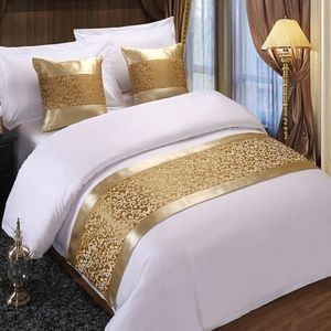 Rayuan Gouden Bloemen Spreien Bed Runner Gooi Beddengoed Koningin King Bed Cover Handdoek Home Hotel Decoraties