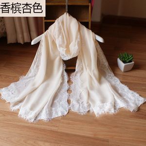 Lange Chiffon Bolero Stole Lace Edge Avondjurk Cape Wedding Sjaals Wraps Bridal Capes Vrouwen Bolero Mariage Partij Dames Sjaal