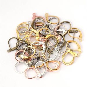 50 Stks/partij 15X10 Mm Zilver Goud Franse Lever Earring Haken Draad Instellingen Base Hoops Oorbellen Voor Diy sieraden Maken