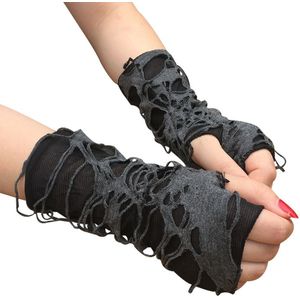 Sexy Gothic Black Vingerloze Lange Handschoenen Halloween Handschoenen Bedelaars Y2K Zwart Gat Handschoenen Punk Dark Cosplay Handschoenen