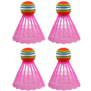 4 Stuks Led Verlichting Badminton Birdies Glow In The Dark Night Nylon Shuttle Regenboog Bal Hoofd Voor Sport Activiteiten