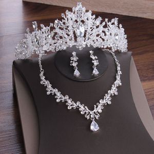 Luxe Kristal Hart Bruids Sieraden Set Strass Crown Tiara Oorbellen Choker Ketting Set Bruiloften Afrikaanse Kralen Sieraden Sets