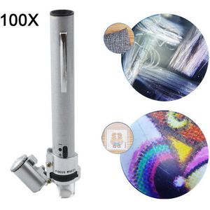 100X Met Led Licht Vergrootglas Lens Handheld Loupe Magnifer Pocket Vergrootglas Pen Stijl Vergrootglas Sieraden Microscoop