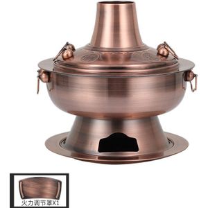 30Cm Verdikte Koperen Hotpot Traditionele Beijing Pot Soep Branden Houtskool Keuken Kookpotten Set Pot Fornuis Snelle kokend