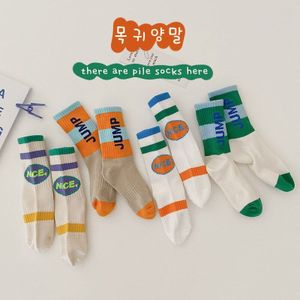 4 Paris/Lot Kinderen Sport Sokken Koreaanse Brief Katoen Lente Herfst Baby Jongens Meisjes Sokken Voor Student