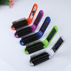 Draagbare Reizen Make Haar Kam Vouwen Haar Borstel Met Spiegel Compact Zakformaat Kam Plastic Abs
