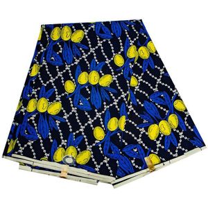 Veritable Afrikaanse Ankara Stof Real Wax Blauw Geel Print Gegarandeerd Wax Stof Voor Vrouwen Kleding