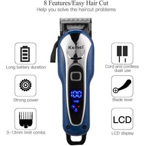 Kemei KM-1995 Hair Clipper Men Cordless Hair Trimmer Stainless Steel Cutter Blade LCD Display Hair Cutting Machine