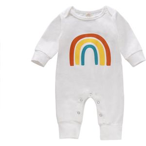 Pasgeboren Baby Meisjes Romper Lange Mouw Regenboog Jumpsuits Lente Herfst Outfits