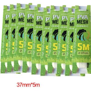 10 Pcs Pva Mesh Oplosbare 5M 25Mm 37Mm Karpervissen Pva Mesh Netto Smalle Vissen Netwerk Refill kous Aas Tas Bescherm Vis Netto