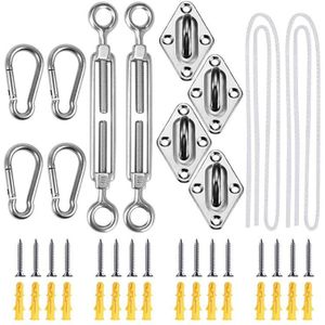 44 Pcs Zonnezeil Hardware Kit Zon Zonnezeilen, Anti-Roest Rvs Montage Accessoires