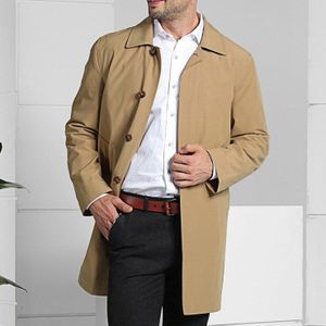 Brand Mannen Slim Fit Lange Trenchcoat Lente Herfst Single Breasted Business Casual Mannen Windjack Kaki Blauw 4XL