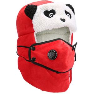 Volwassen Kids Leuke Panda Winter Russische Ushanka Hoed Faux Fleece Gevoerde Winddicht Thermische Trapper Oorklep Cap Met Gezichtsmasker