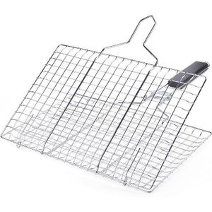 Opvouwbare Draagbare 304 Rvs Bbq Grill Mand Afneembare Handgreep Voor Vis Groenten Garnalen