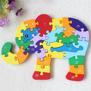 Educatief Speelgoed Kids Olifant Houten Speelgoed Hout Kids 3d Puzzel Kids Legpuzzels Brinquedo