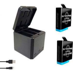 3-Way Battery Charger Led Opladen Doos Carry Case Batterij Behuizing Voor Gopro Hero 8 7 6 5 Zwart decodering Accessoires Batterij Case
