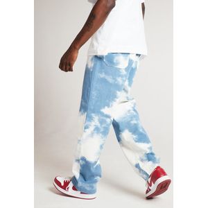 Denim Broek Mannen Casual Losse Rechte Tie Dye Print Kleurverloop Lange Broek Straight Heren Jeans Goth Punk Hip Pop streetwear