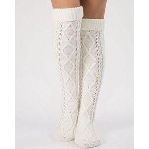 Dikke Beenwarmers Vrouwen Laarzen Accessoire Gebreide Argyle Patroon Lange Sokken Over Knie Hoogte Warm 7 kleuren Haak