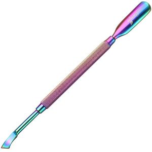 Monja Nail Art 2 Manieren Chameleon Rvs Plating Vuil Stof Verwijderen Reinigen Gebogen Cuticle Pusher Manicure Pedicure Tool