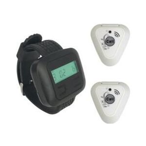 JINGLE BELLS draadloze oproepsysteem 2 bellen knoppen + 1 horloge pager/horloge pagers voor restaurant draadloze service call bells