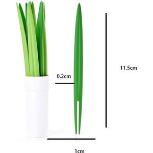 10 Stks/set Donker Groen/Licht Groen Fruit Vork Fruit Gereedschap Bamboe Bladvorm Keuken Gadget Pp Plastic Multi Purpose snack Levert